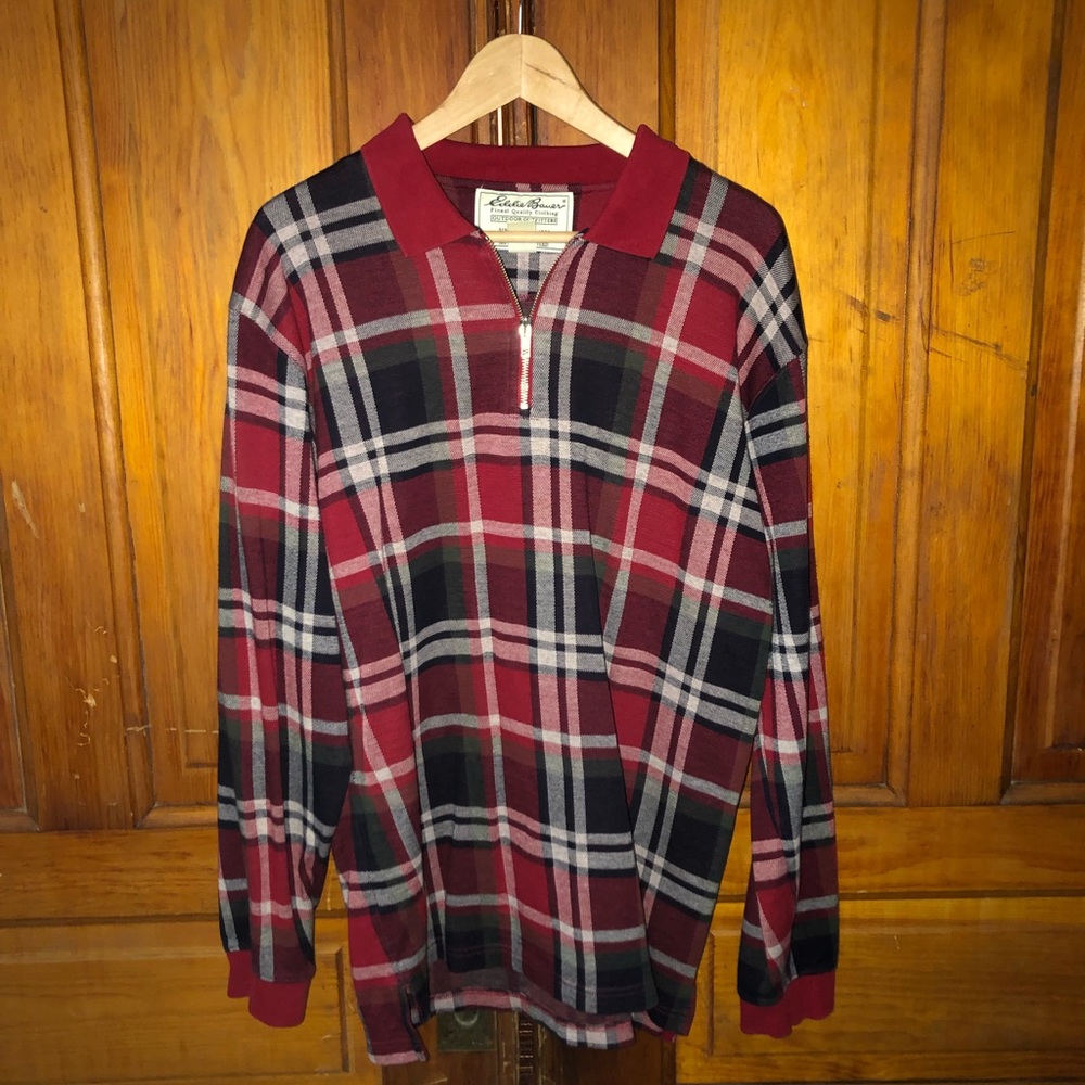 Eddie Bauer Flannel Quarter Zip Pull Over